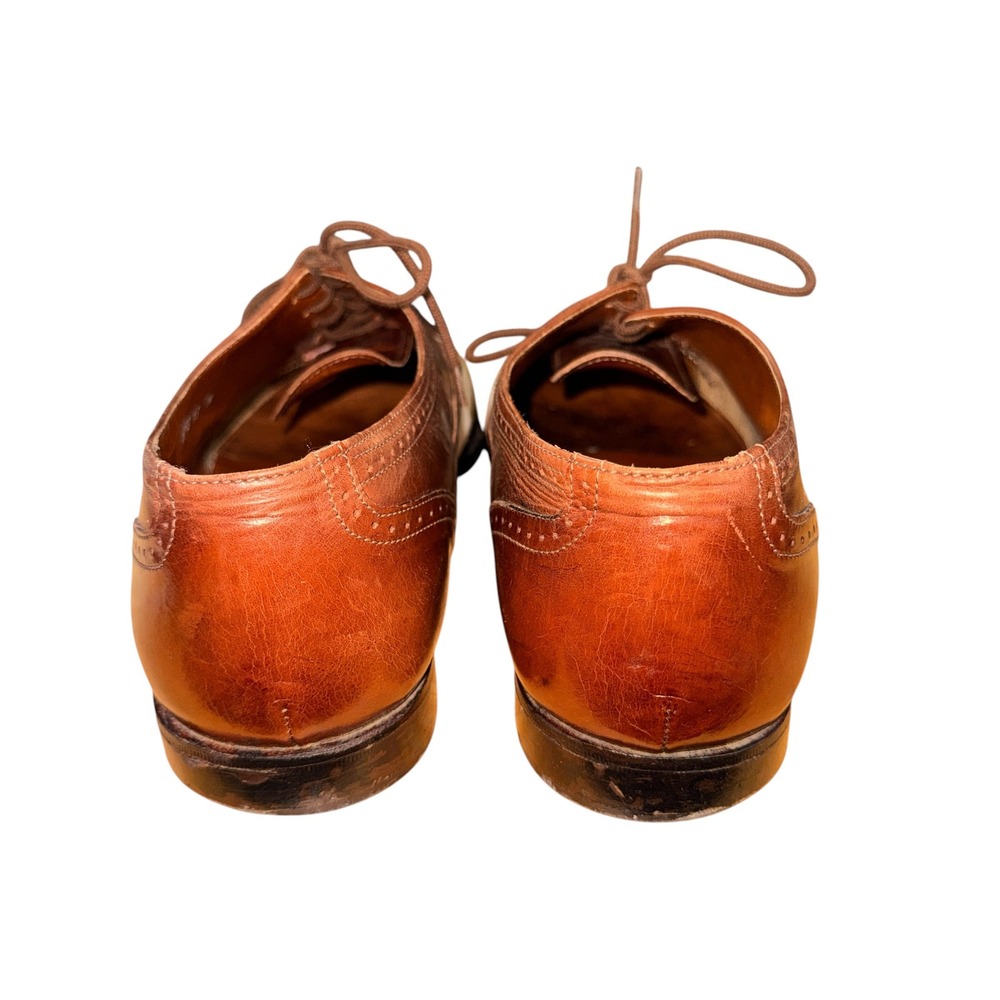 Vtg. San Remo Wingtip Oxford Mens 13M Pre-Owned Dress Shoe Brown Leather Canvas - Picture 7 of 16